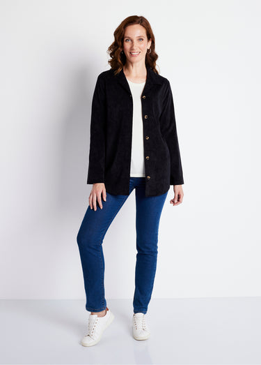 Veste surchemise velours milleraies col tailleur Noir