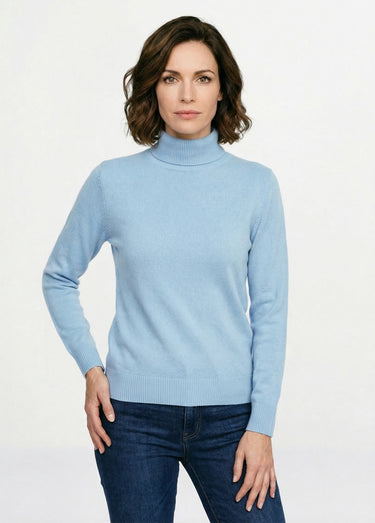 Pull doux col roulé manches longues Ciel