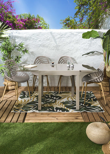 Table de jardin extensible verre, clair Beige