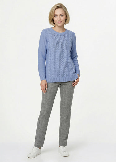 Pull-tunique jersey envers et torsades Bleu Grise