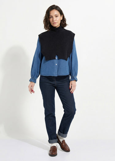 Plastron chaud col roulé en maille Noir