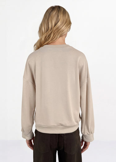 Sweat manches longues message brodé Smile Beige