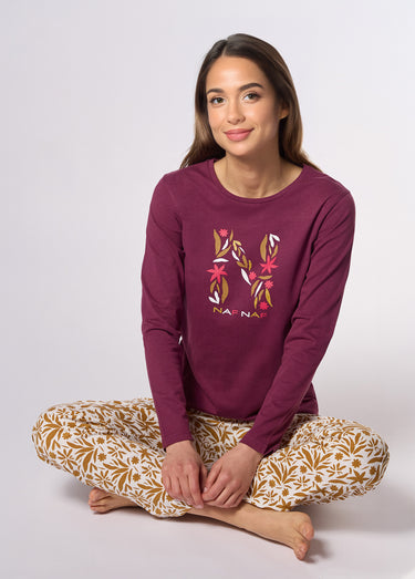 Pyjama jersey logo manches longues Violet imprimé