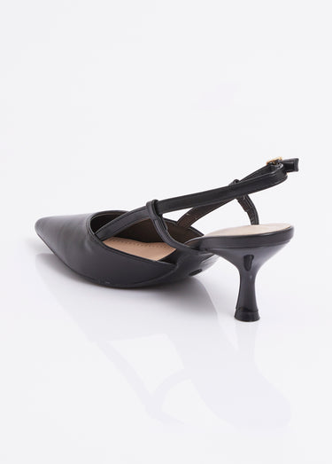 Escarpins pointus slingback talon bobine Noir