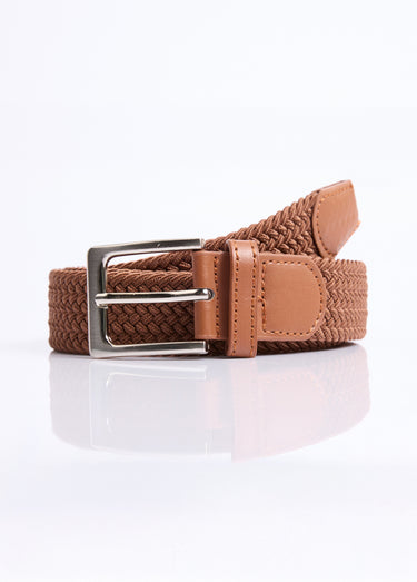 Ceinture tressée extensible taille unique Camel