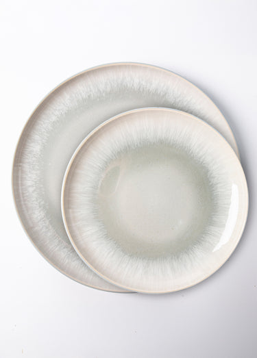 Service de table en grès émaillé 12 pièces, Iris 1 Bleu / Gris