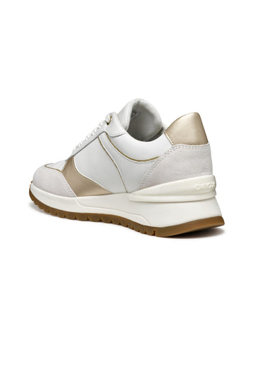 Baskets à lacets avec semelle compensée Blanc / Doré