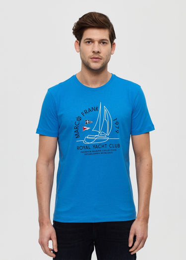 T-shirt manches courtes, thème nautique Bleu Royal