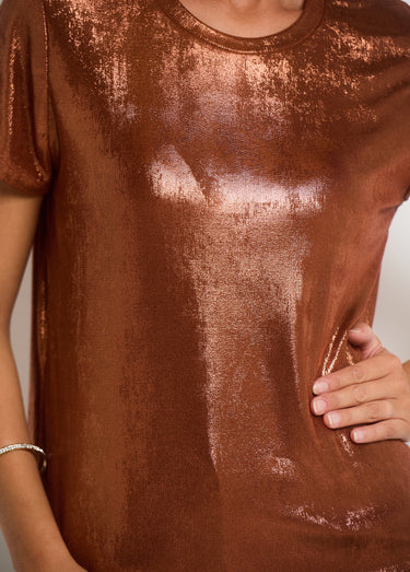 T-shirt métallisé à manches courtes Paprika Brillant