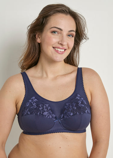 Soutien-gorge sans armatures couvrant dentelle Bleu