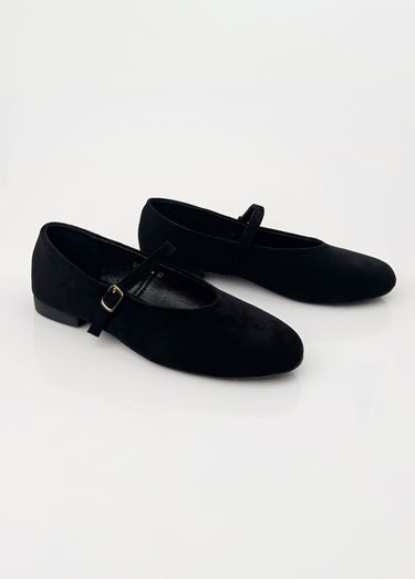 Ballerines babies plates façon cuir suédé Noir