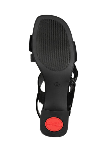 Sandales à talon cuir velours et strass Noir