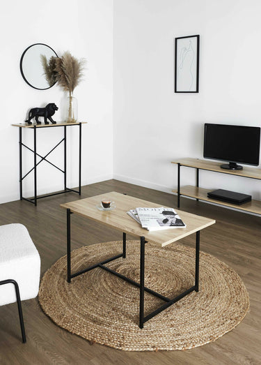 Table basse épurée en métal et bois Marron/Noir