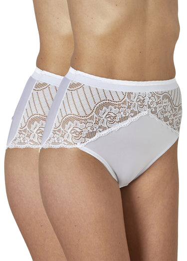 Culottes hautes couvrantes en dentelle Blanc Lot2