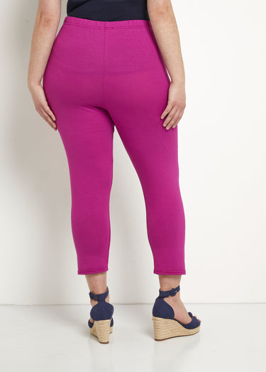 Legging court taille élastiquée extensible Uni Cassis