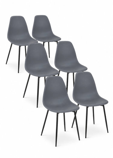 Set 6 Chaises forme coque GUSTAV Gris