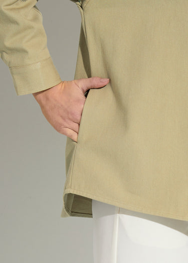 Veste surchemise en coton broderie anglaise Kaki