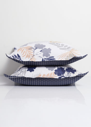 Parure housse de couette coton, Levant Bleu / Blanc