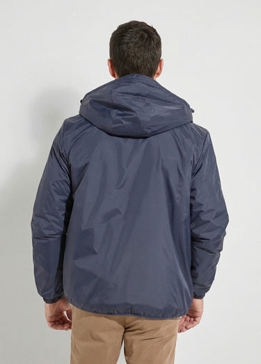 Parka courte chaude fourrée déperlante Marine/Ecru