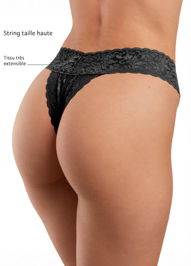String dentelle fendu SECRET PANTY Noir