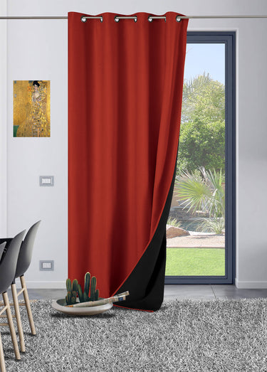 Rideau thermique occultant tissage jacquard finition oeillets Rouge