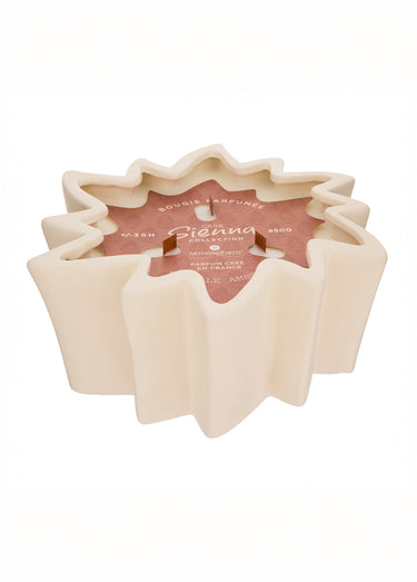Bougie parfumée 3 mèches, étoile céramique Blanc