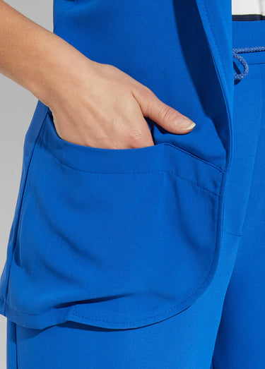 Veste col tailleur manches 3/4 Essentiel Bleu Vif