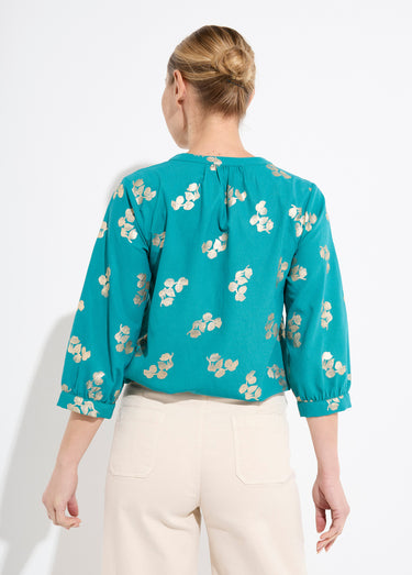 Tunique boutonnée ample longue manches 3/4 Vert