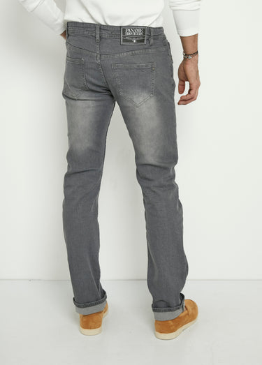 Jean 5 poches coupe droite, extensible Gris