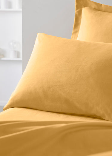 Taie d'oreiller coton unie Ocre