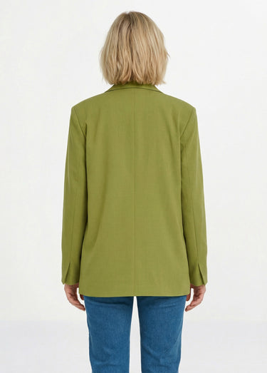 Veste longue 1 bouton avec col tailleur Vert