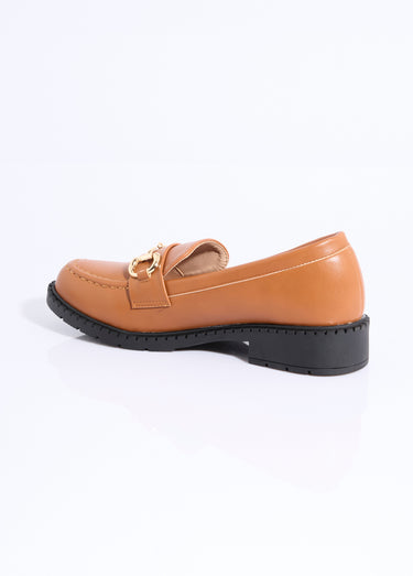 Mocassins avec patte métal Camel