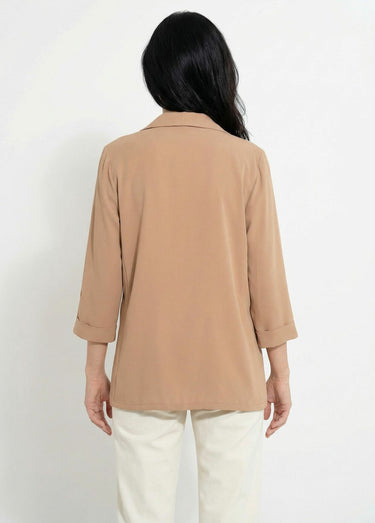 Veste col tailleur manches 3/4 Essentiel Camel