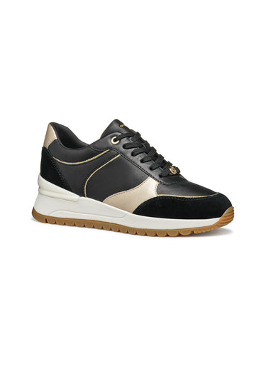 Baskets à lacets avec semelle compensée Noir/Dore
