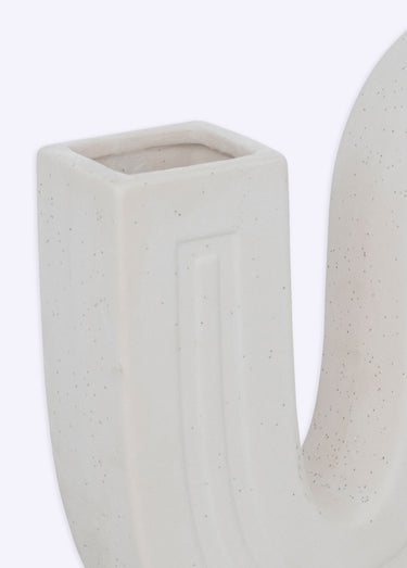 Soliflore original en céramique forme S Blanc