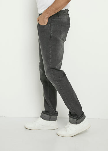 Jean 5 poches coupe droite, extensible Noir
