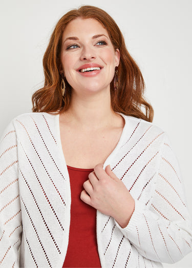 Gilet boléro fin ajouré coton Blanc
