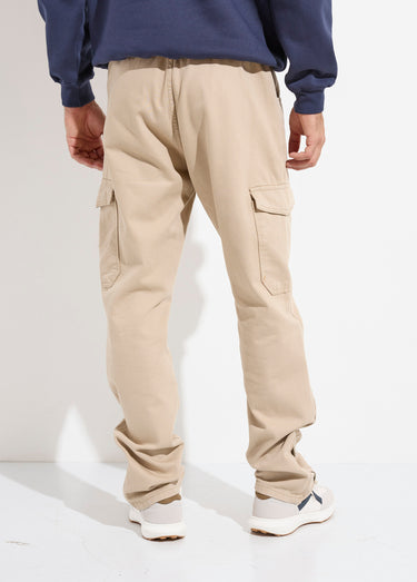 Jean cargo bas zippé, taille élastiquée Beige