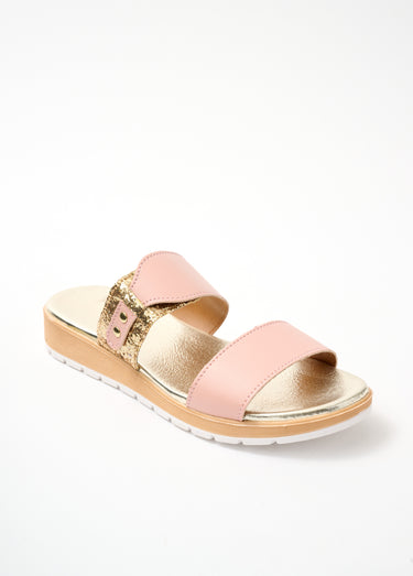 Mule pailletée largeur confort Rose