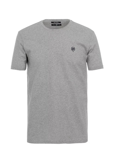T-shirt col rond essentiel, logo poitrine Gris