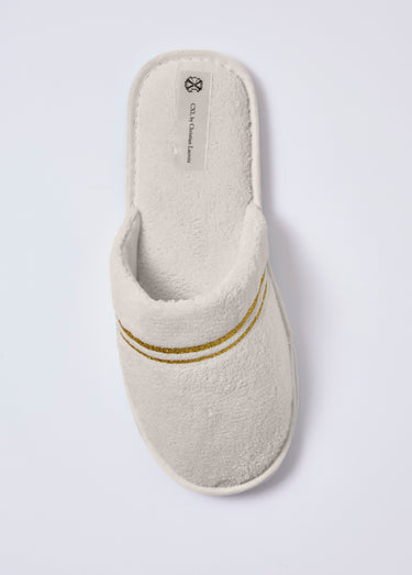 Chaussons façon mules, lignes contrastées Blanc