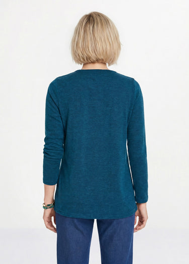 T-shirt long col V évasé manches longues Uni Canard