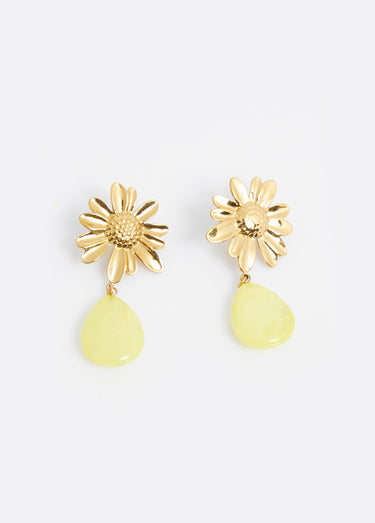 Boucles d'oreille marguerites en acier Jaune