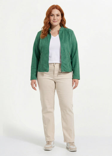 Veste courte suédine style perfecto Vert