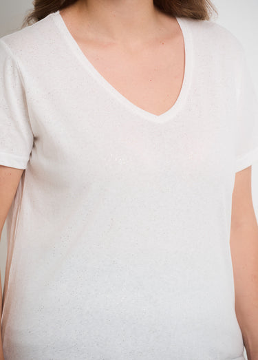 T-shirt maille pailletée manches courtes Blanc
