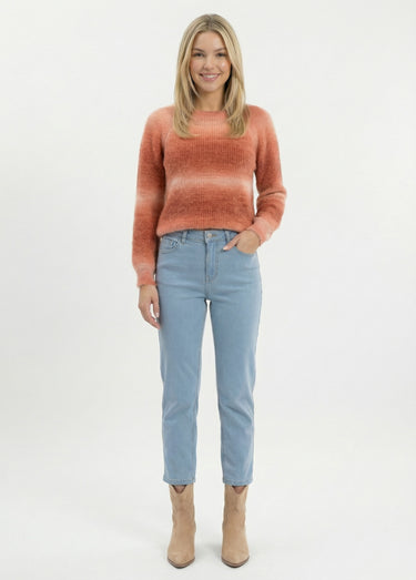 Pull raglan maille poilue effet tie & dye Noisette