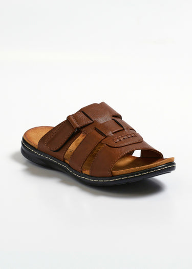 Mules anatomiques confortables à scratch Camel