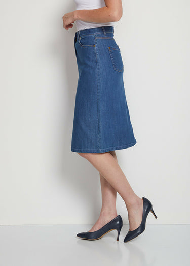 Jupe trapèze en jean stretch Bleu