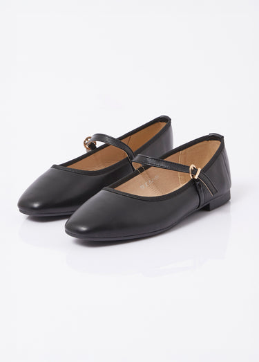 Ballerines babies plates avec bride Noir