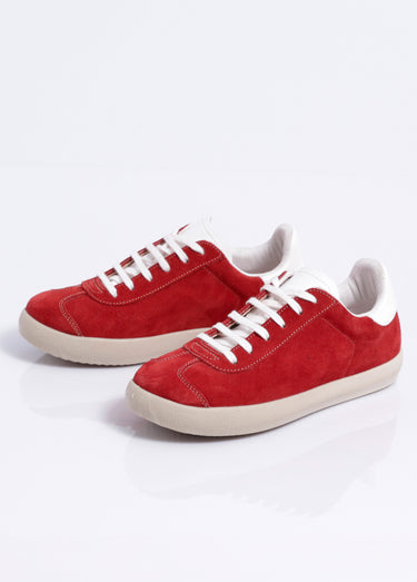 Baskets unies compensées cuir à lacets Rouge